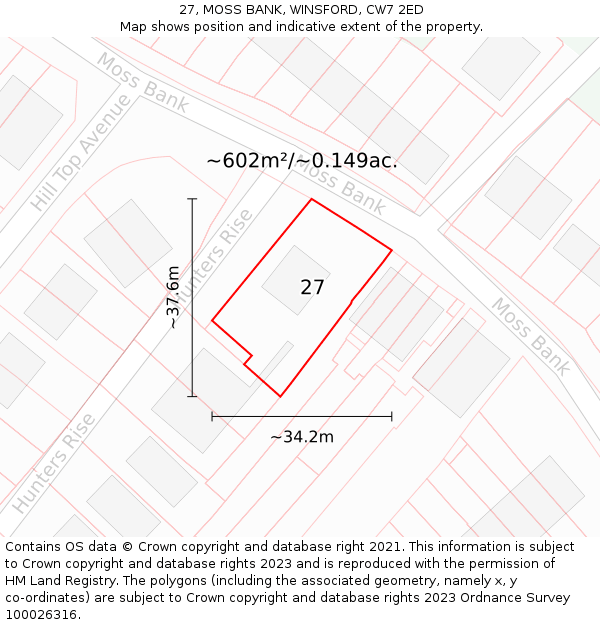 27, MOSS BANK, WINSFORD, CW7 2ED: Plot and title map