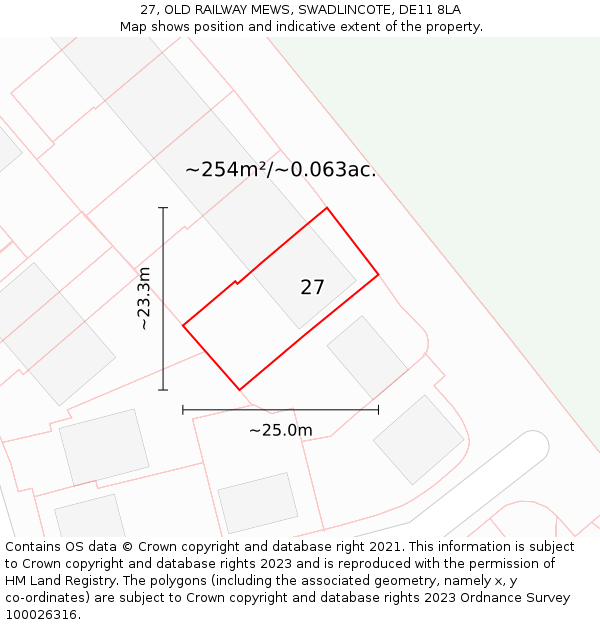 27, OLD RAILWAY MEWS, SWADLINCOTE, DE11 8LA: Plot and title map