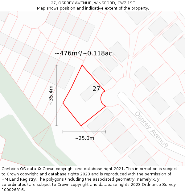 27, OSPREY AVENUE, WINSFORD, CW7 1SE: Plot and title map