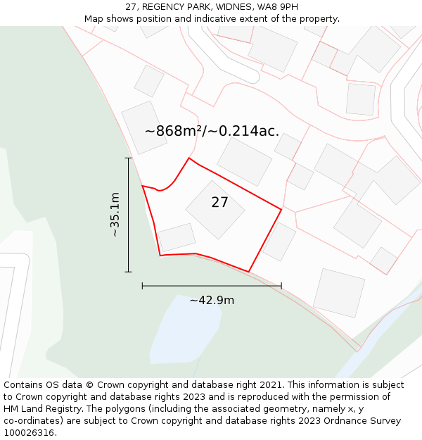 27, REGENCY PARK, WIDNES, WA8 9PH: Plot and title map