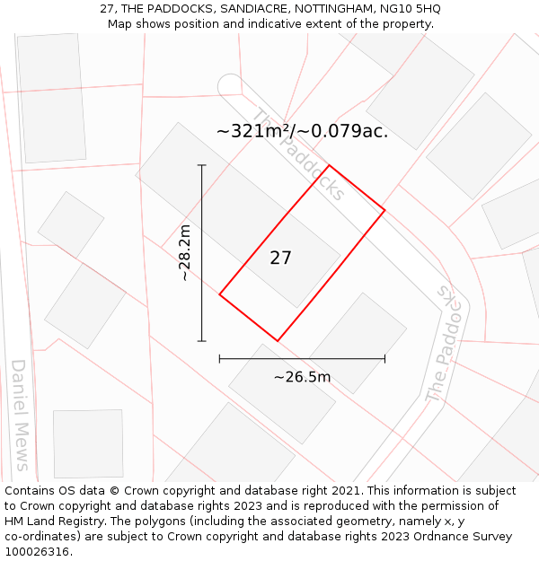 27, THE PADDOCKS, SANDIACRE, NOTTINGHAM, NG10 5HQ: Plot and title map