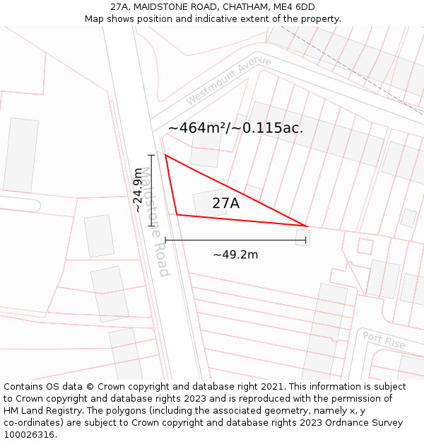 27A, MAIDSTONE ROAD, CHATHAM, ME4 6DD: Plot and title map