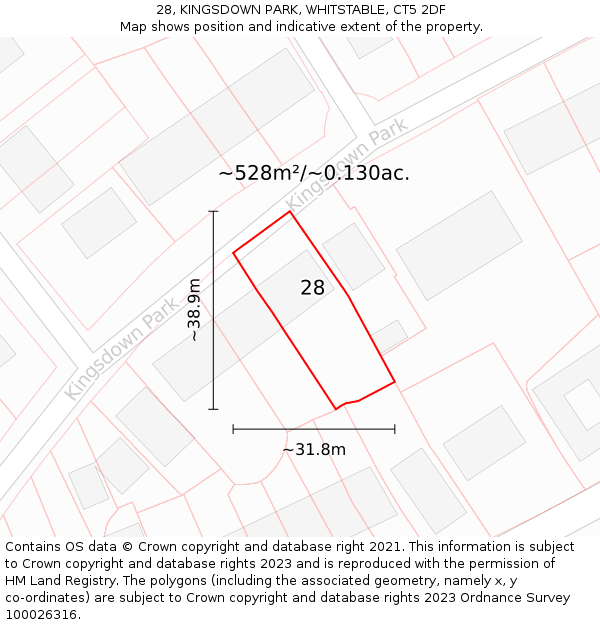 28, KINGSDOWN PARK, WHITSTABLE, CT5 2DF: Plot and title map