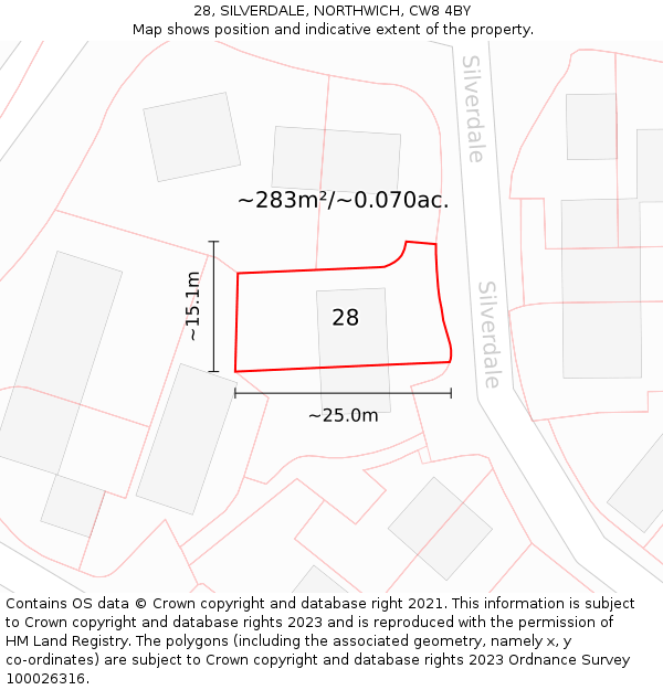 28, SILVERDALE, NORTHWICH, CW8 4BY: Plot and title map