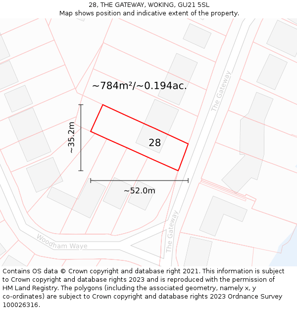 28, THE GATEWAY, WOKING, GU21 5SL: Plot and title map