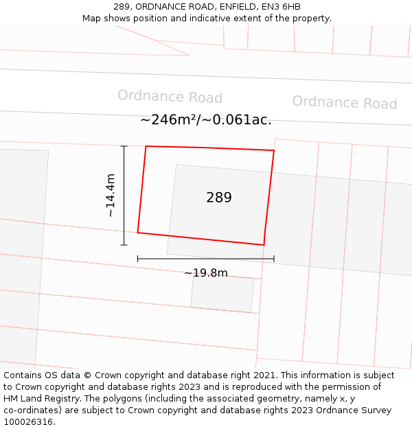 289, ORDNANCE ROAD, ENFIELD, EN3 6HB: Plot and title map