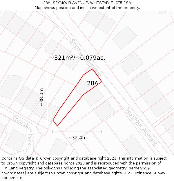 28A, SEYMOUR AVENUE, WHITSTABLE, CT5 1SA: Plot and title map