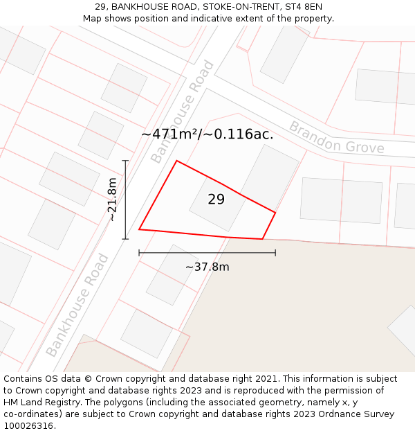 29, BANKHOUSE ROAD, STOKE-ON-TRENT, ST4 8EN: Plot and title map