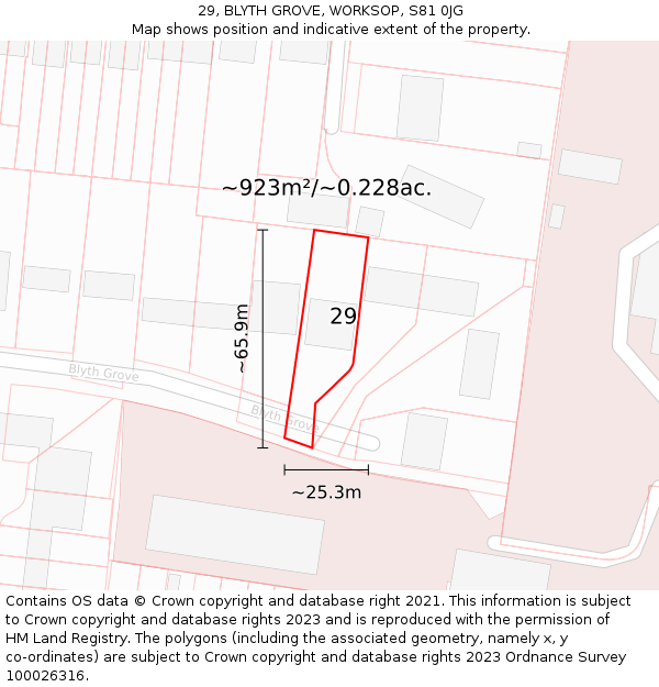 29, BLYTH GROVE, WORKSOP, S81 0JG: Plot and title map