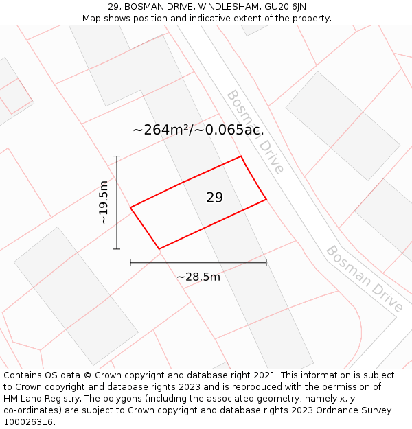 29, BOSMAN DRIVE, WINDLESHAM, GU20 6JN: Plot and title map