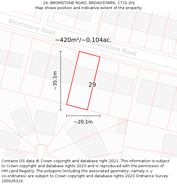 29, BROMSTONE ROAD, BROADSTAIRS, CT10 2HJ: Plot and title map