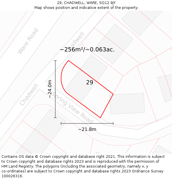 29, CHADWELL, WARE, SG12 9JY: Plot and title map