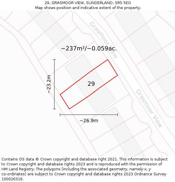 29, GRASMOOR VIEW, SUNDERLAND, SR5 5EG: Plot and title map