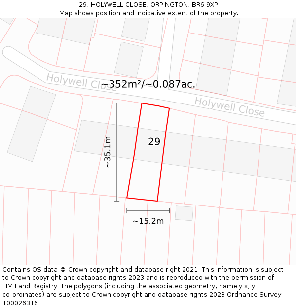 29, HOLYWELL CLOSE, ORPINGTON, BR6 9XP: Plot and title map