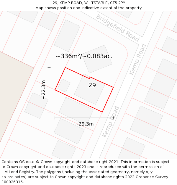 29, KEMP ROAD, WHITSTABLE, CT5 2PY: Plot and title map