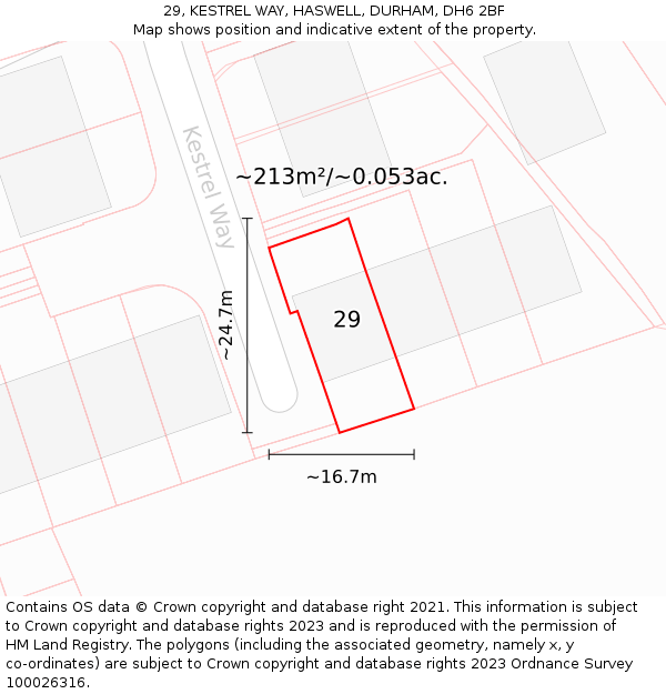 29, KESTREL WAY, HASWELL, DURHAM, DH6 2BF: Plot and title map