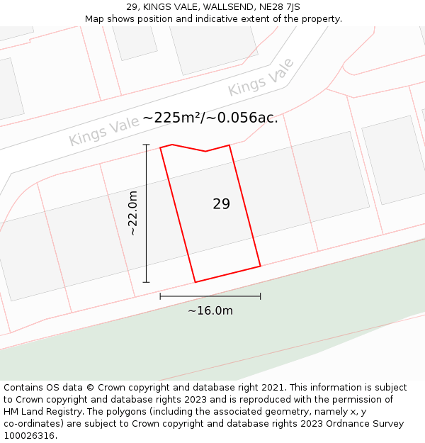 29, KINGS VALE, WALLSEND, NE28 7JS: Plot and title map