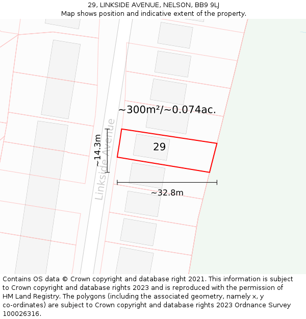 29, LINKSIDE AVENUE, NELSON, BB9 9LJ: Plot and title map