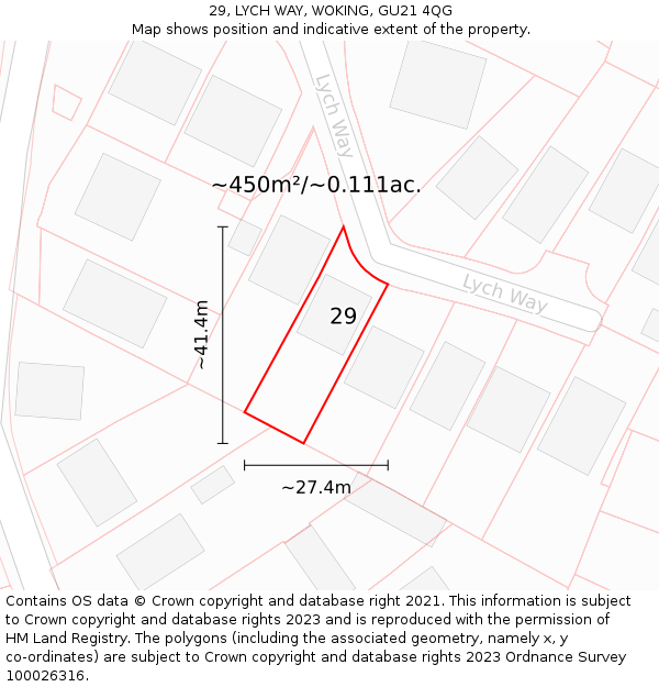 29, LYCH WAY, WOKING, GU21 4QG: Plot and title map