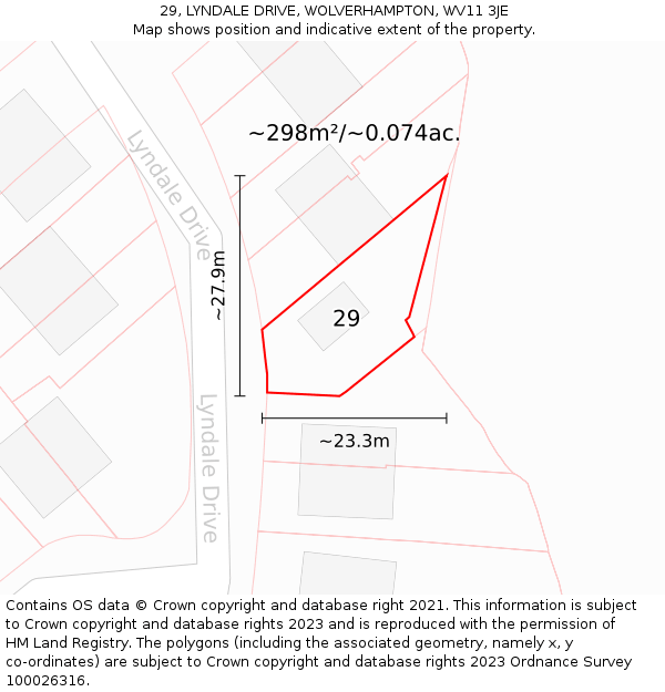 29, LYNDALE DRIVE, WOLVERHAMPTON, WV11 3JE: Plot and title map