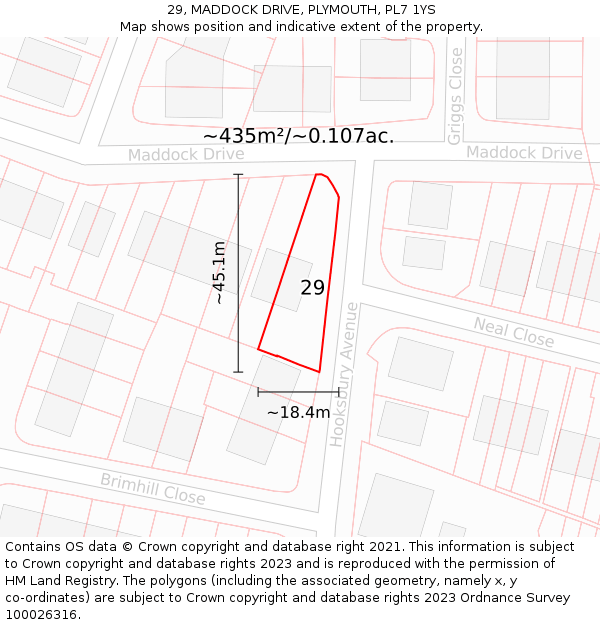 29, MADDOCK DRIVE, PLYMOUTH, PL7 1YS: Plot and title map