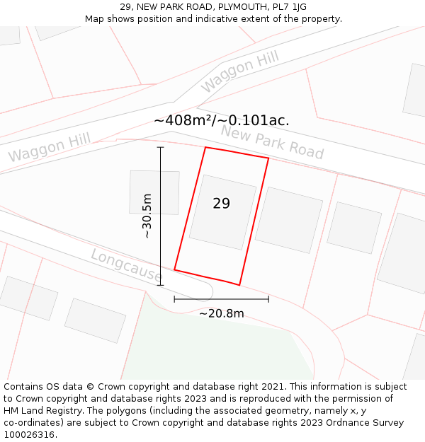 29, NEW PARK ROAD, PLYMOUTH, PL7 1JG: Plot and title map