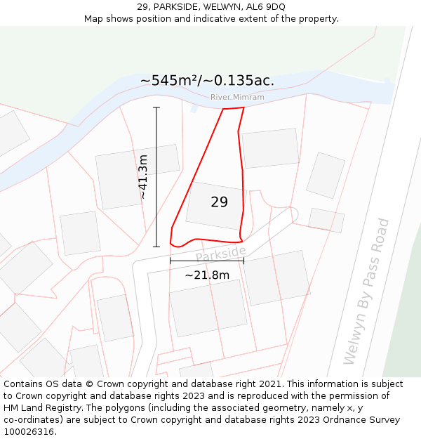 29, PARKSIDE, WELWYN, AL6 9DQ: Plot and title map