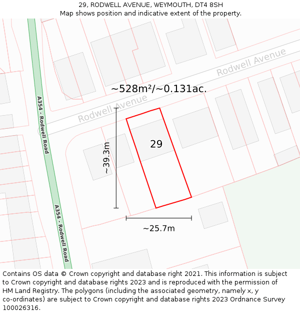 29, RODWELL AVENUE, WEYMOUTH, DT4 8SH: Plot and title map
