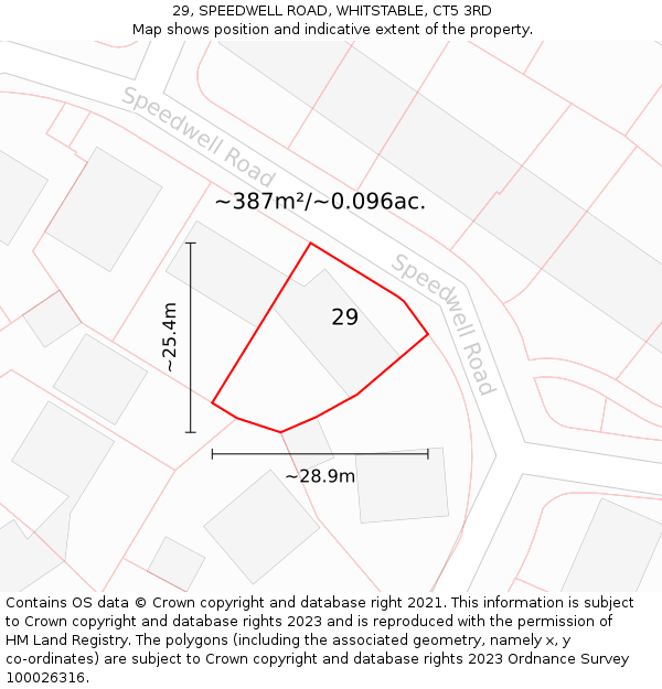 29, SPEEDWELL ROAD, WHITSTABLE, CT5 3RD: Plot and title map