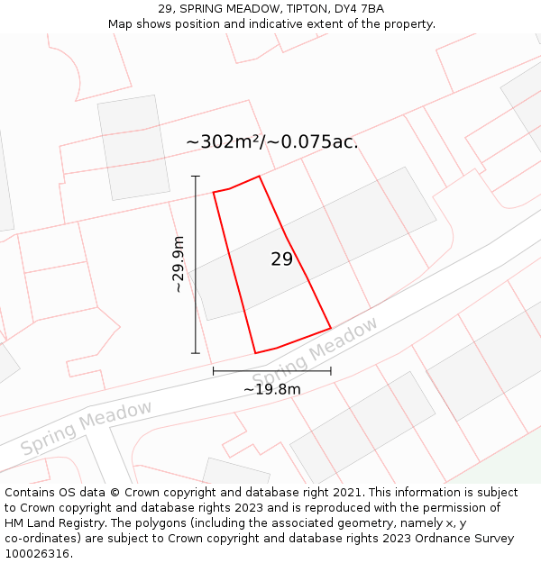 29, SPRING MEADOW, TIPTON, DY4 7BA: Plot and title map