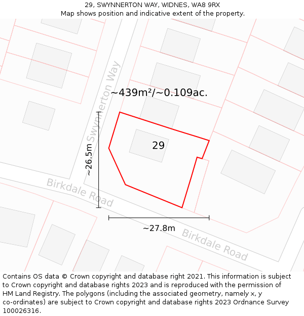 29, SWYNNERTON WAY, WIDNES, WA8 9RX: Plot and title map