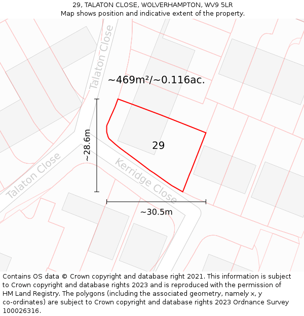 29, TALATON CLOSE, WOLVERHAMPTON, WV9 5LR: Plot and title map