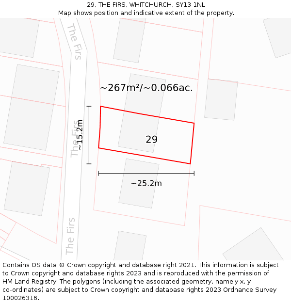 29, THE FIRS, WHITCHURCH, SY13 1NL: Plot and title map
