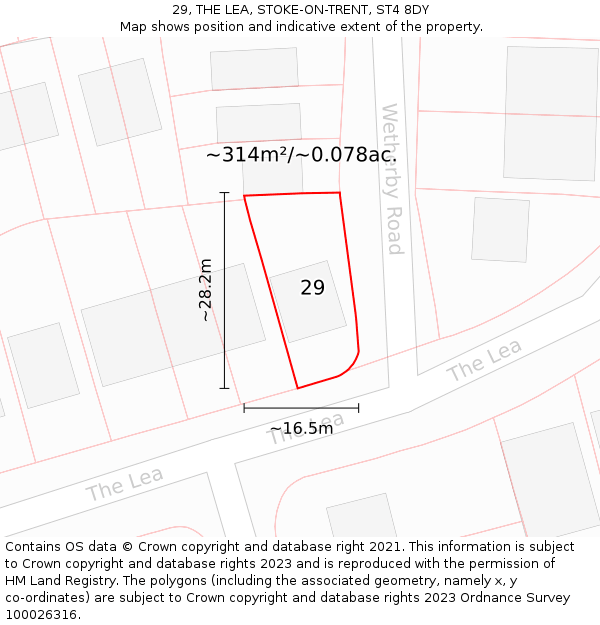 29, THE LEA, STOKE-ON-TRENT, ST4 8DY: Plot and title map