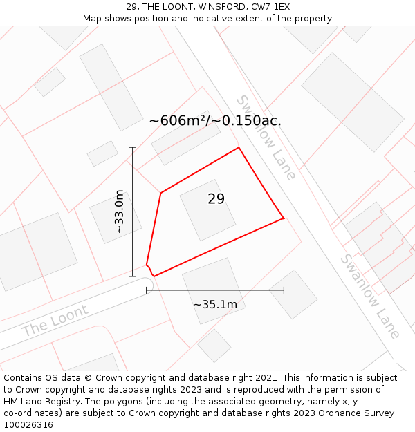 29, THE LOONT, WINSFORD, CW7 1EX: Plot and title map