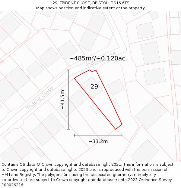 29, TRIDENT CLOSE, BRISTOL, BS16 6TS: Plot and title map