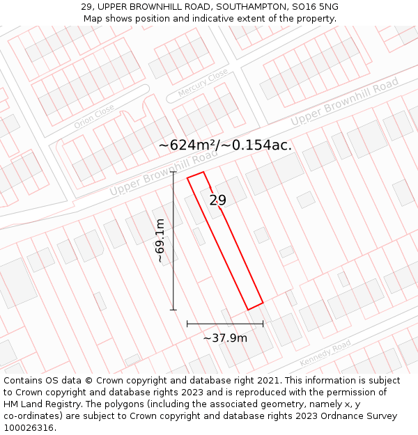 29, UPPER BROWNHILL ROAD, SOUTHAMPTON, SO16 5NG: Plot and title map