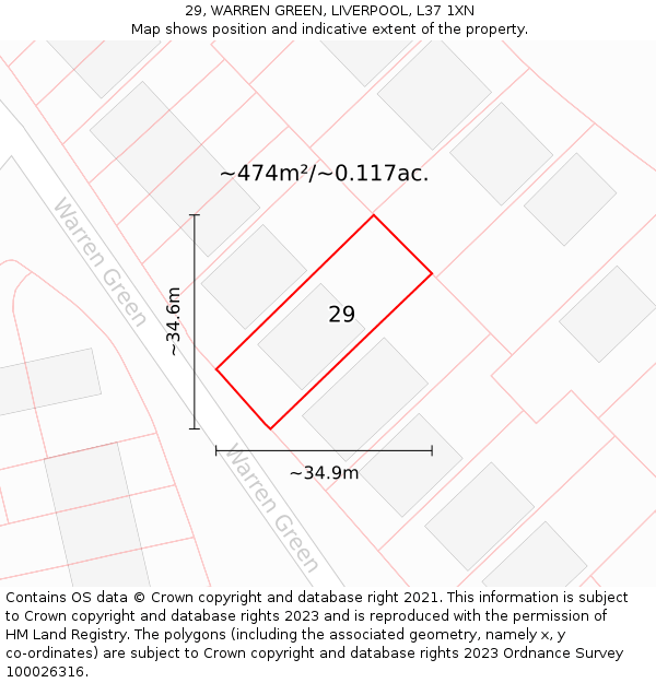 29, WARREN GREEN, LIVERPOOL, L37 1XN: Plot and title map