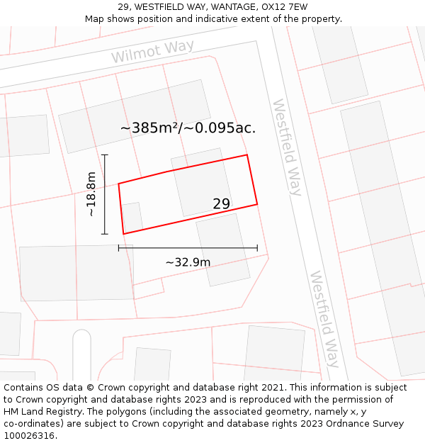 29, WESTFIELD WAY, WANTAGE, OX12 7EW: Plot and title map