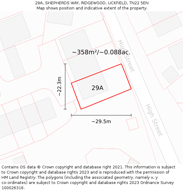 29A, SHEPHERDS WAY, RIDGEWOOD, UCKFIELD, TN22 5EN: Plot and title map