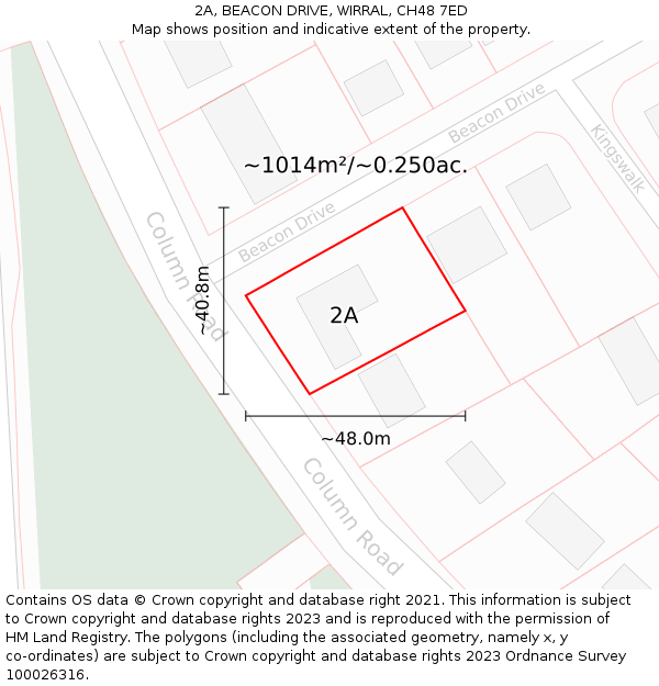 2A, BEACON DRIVE, WIRRAL, CH48 7ED: Plot and title map