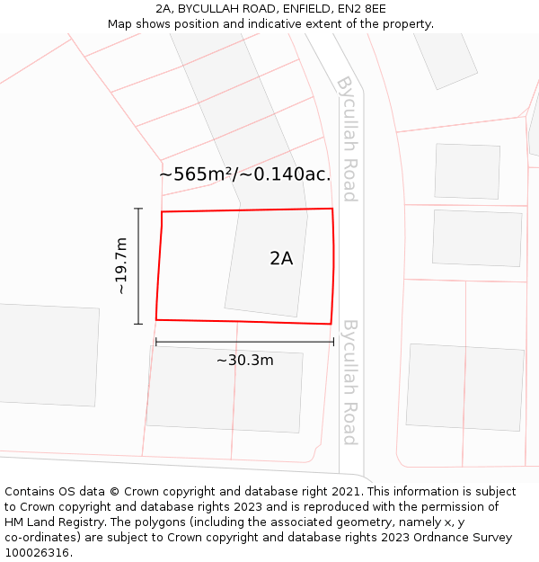 2A, BYCULLAH ROAD, ENFIELD, EN2 8EE: Plot and title map