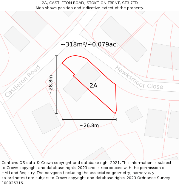 2A, CASTLETON ROAD, STOKE-ON-TRENT, ST3 7TD: Plot and title map