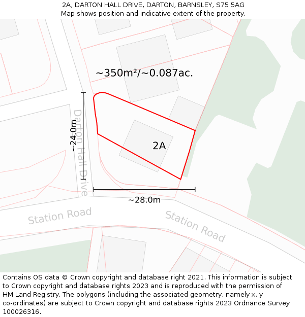 2A, DARTON HALL DRIVE, DARTON, BARNSLEY, S75 5AG: Plot and title map