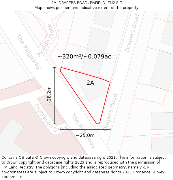 2A, DRAPERS ROAD, ENFIELD, EN2 8LT: Plot and title map