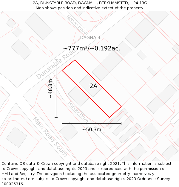 2A, DUNSTABLE ROAD, DAGNALL, BERKHAMSTED, HP4 1RG: Plot and title map