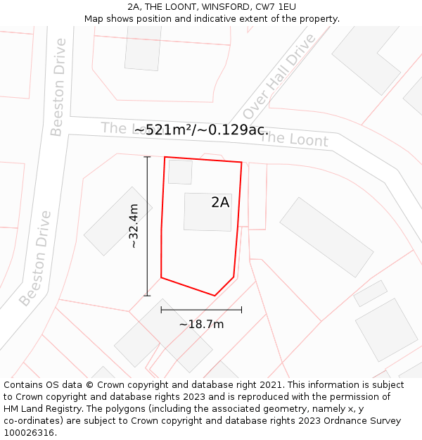 2A, THE LOONT, WINSFORD, CW7 1EU: Plot and title map