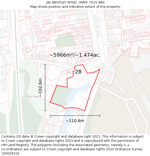 2B, BENTLEY WYND, YARM, TS15 9BS: Plot and title map