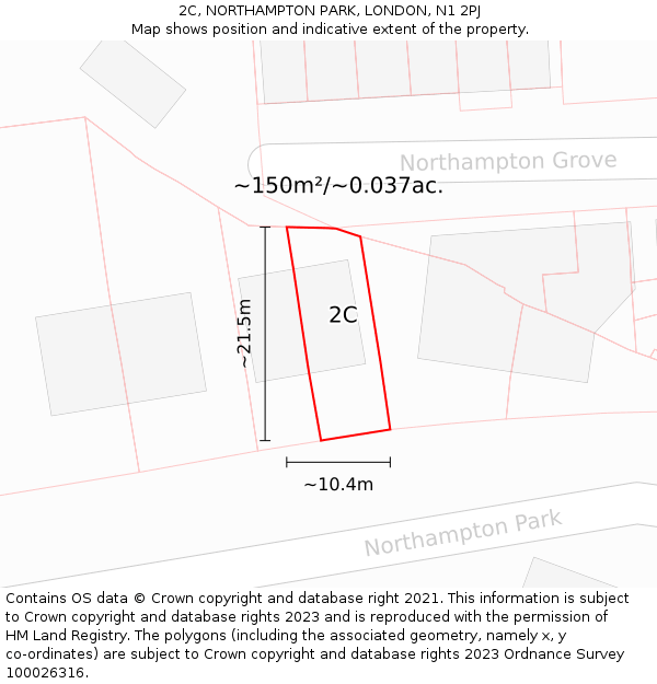 2C, NORTHAMPTON PARK, LONDON, N1 2PJ: Plot and title map