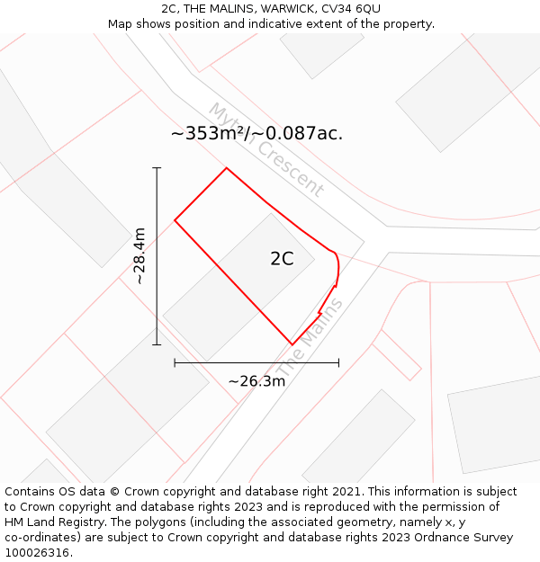 2C, THE MALINS, WARWICK, CV34 6QU: Plot and title map